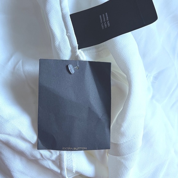 NWOT Donna Karan New York Black Label White Viscose Tie Front Tunic Shirt XL - Picture 3 of 9